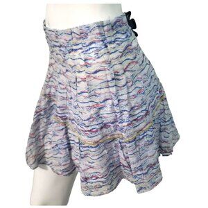 Free People Metallic Pleated Mini Skirt Sz 4 (Small) w/ Color Splash Layered
